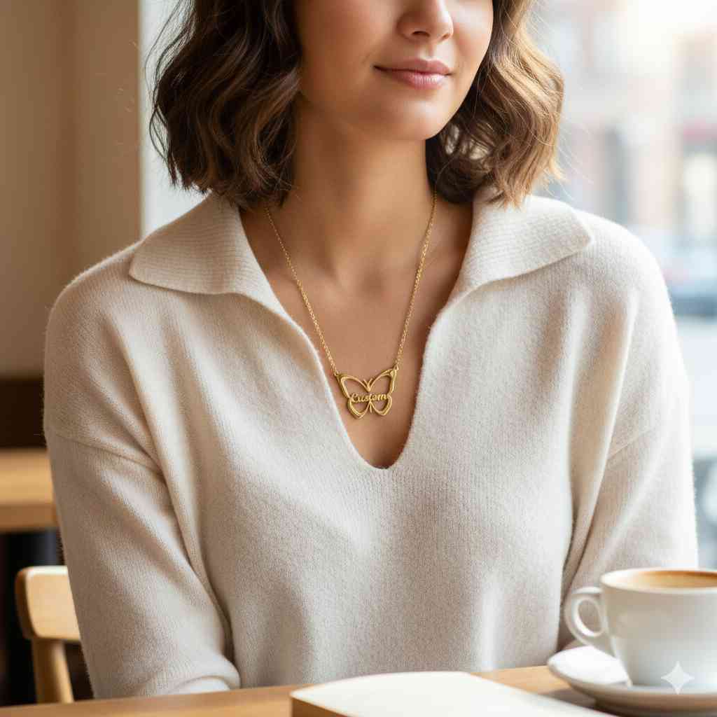 Butterfly Shape Name Necklace