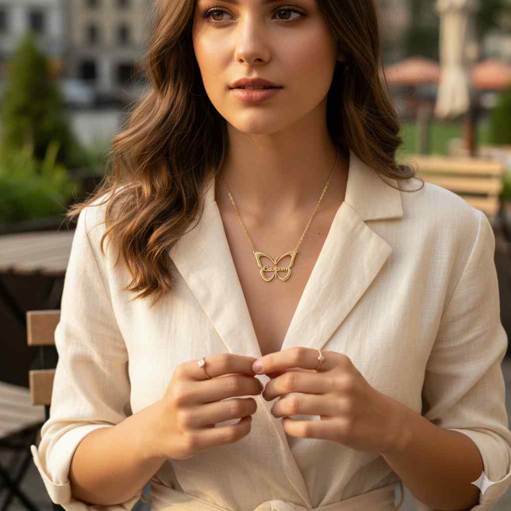 Butterfly Shape Name Necklace