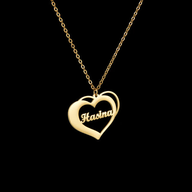 Personalized bold heart name necklace