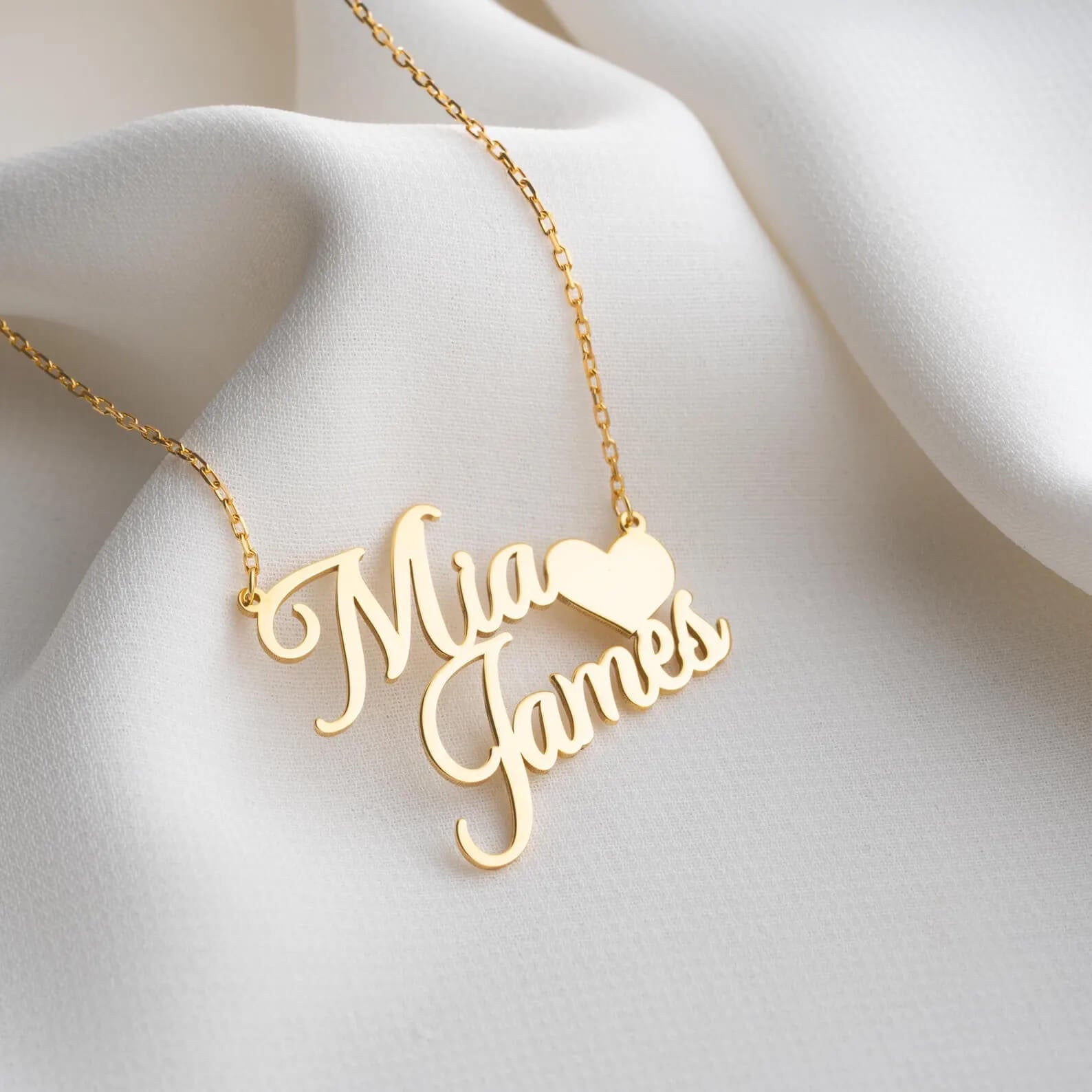 Personalized Couple Love Heart Necklace