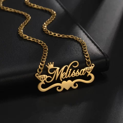 Personalized Heart And Diamond Pendant Name Necklace