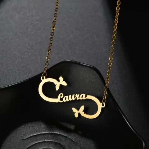 Personalized Infinity Butterfly Design Name Pendant