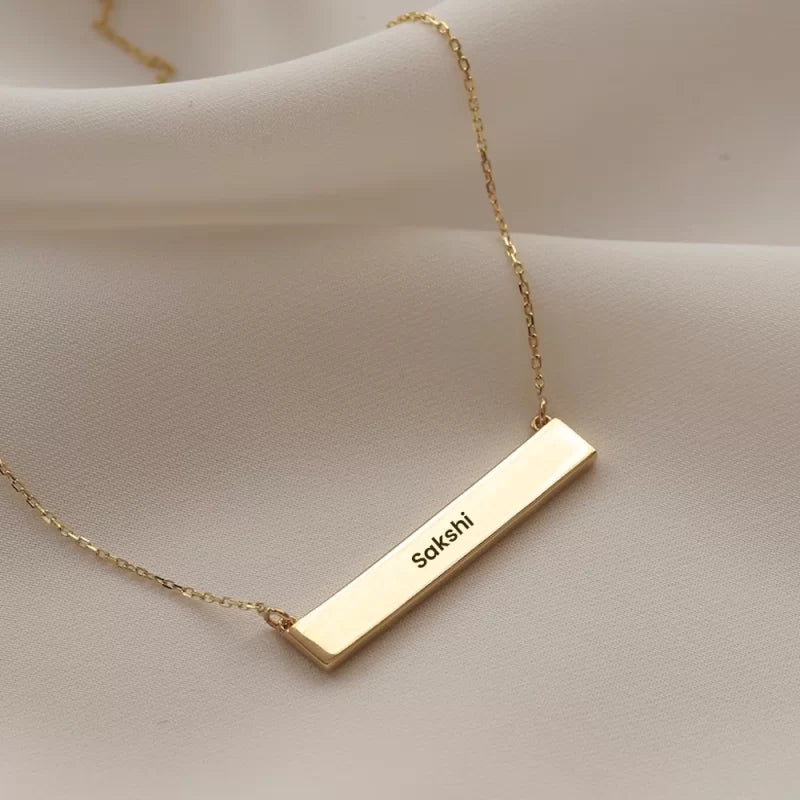 Personalized Name Engraved Bar Necklace