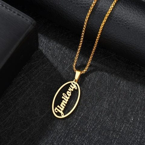 Personalized Oval Shape Name Necklace