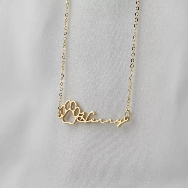 Personalized Panda Footprint Name Necklace