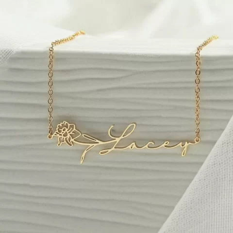 Personalized Rose Name Necklace