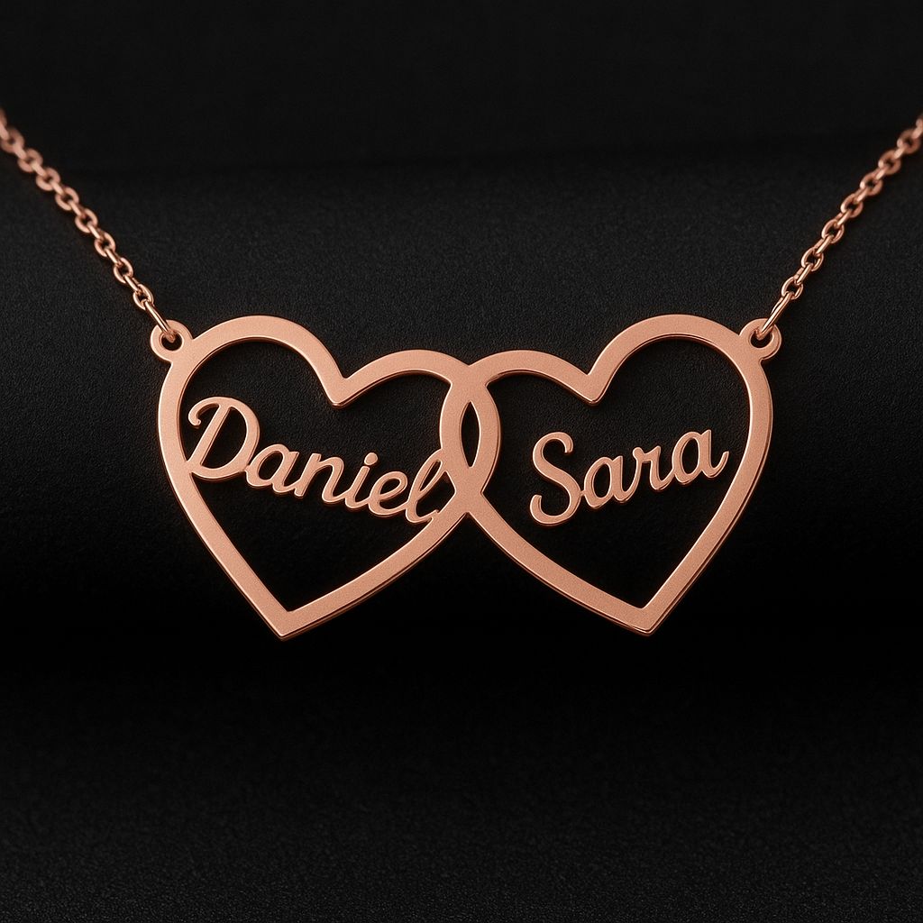 Couple Two Big Heart Name Pendant