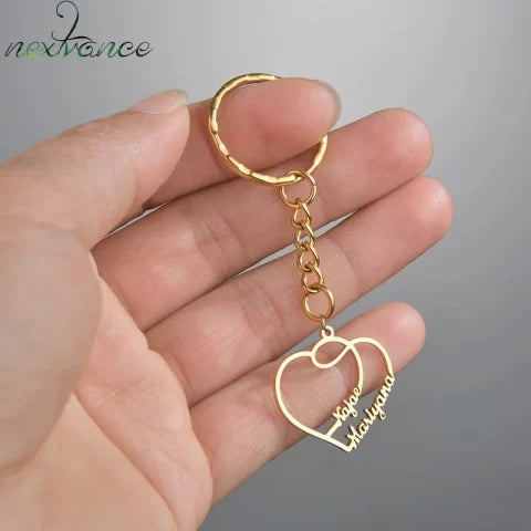 Personalized Couple Heart Name Keychain