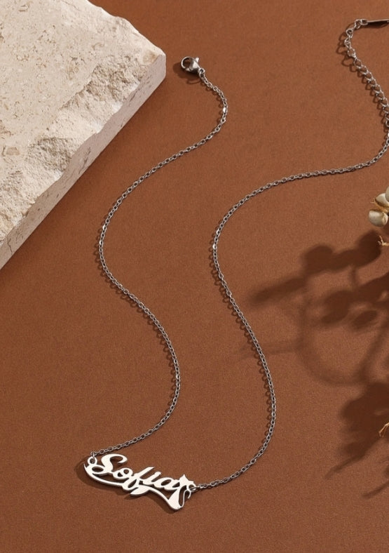 Personalized Cute Cat Shape Name Necklace