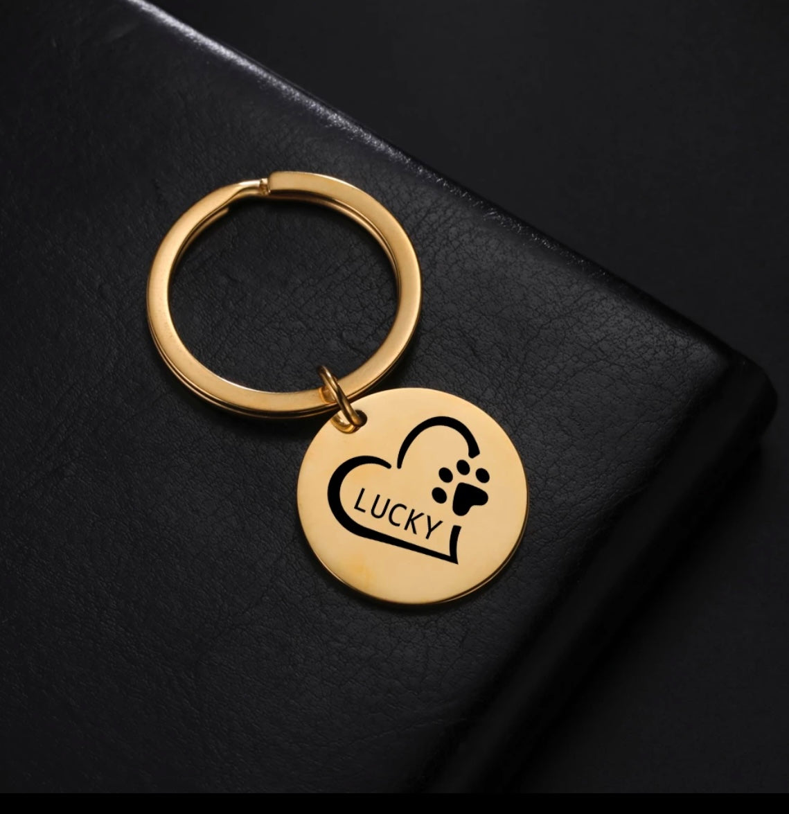 Panda And Heart Name Keychain