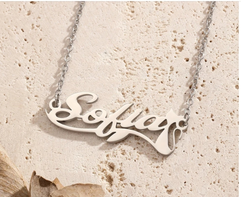 Personalized Cute Cat Shape Name Necklace