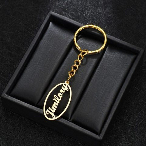 Personalized Oval Shape Name Keychain