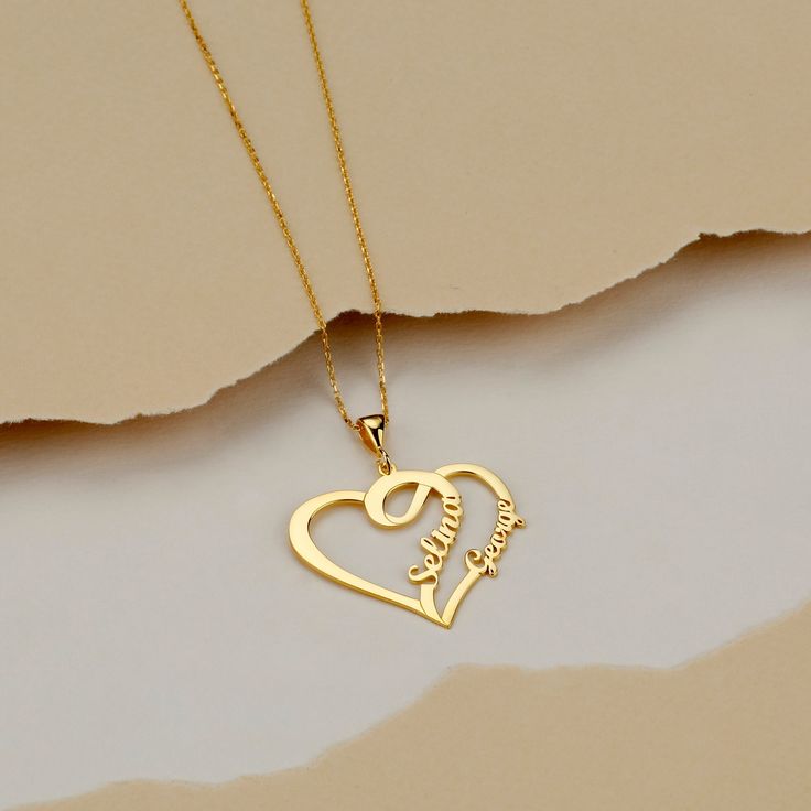 Personalized Double Heart Love Name Necklace