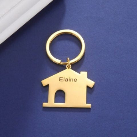 Personalized Home Shape Name Keychain