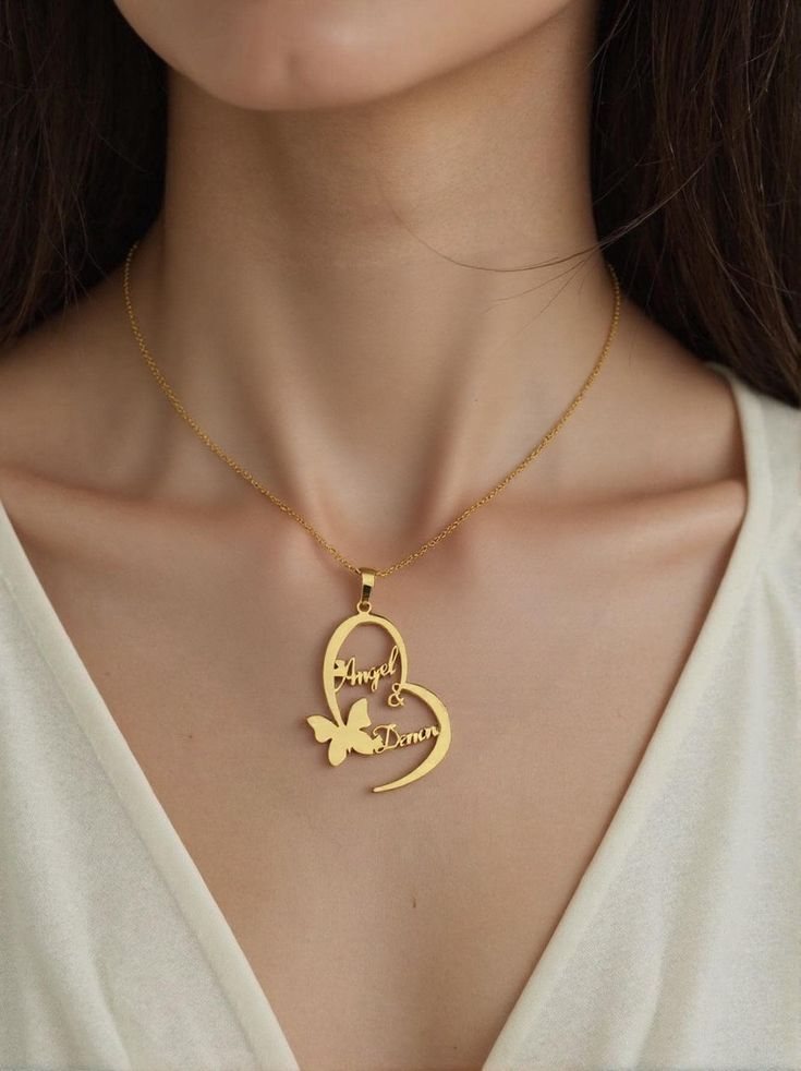 Personalized Couple Name with Butterfly and Heart Design